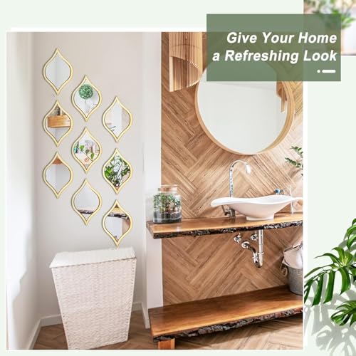 Image of 9 Pcs Teardrop Mirror Wall Decor Boho Vintage Wall Art Farmhouse Decorative Mirror for Apartment Living Room Bedroom