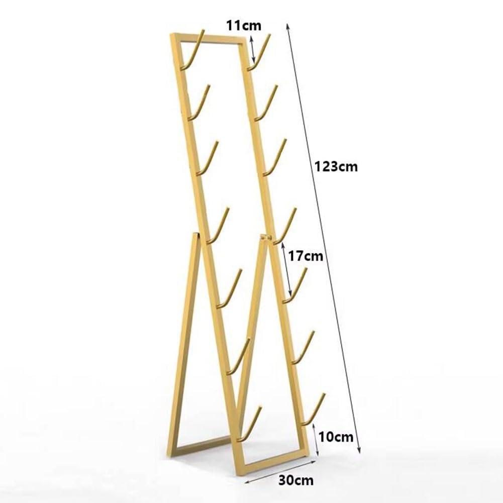 Generisch Ski- und Snowboard-Aufbewahrungsständer aus goldfarbenem Metall, Bodenständer für Garage/Werkstatt, robuste Snowboardhalterung, platzsparende Skihalterung, 30 x 123 cm