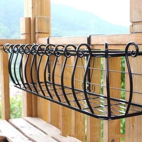 Este Soporte Colgante de Hierro Forjado para barandillas, Expositor de Plantas Que Ahorra Espacio para macetas y jardineras, Estante de jardín para balcón Exterior