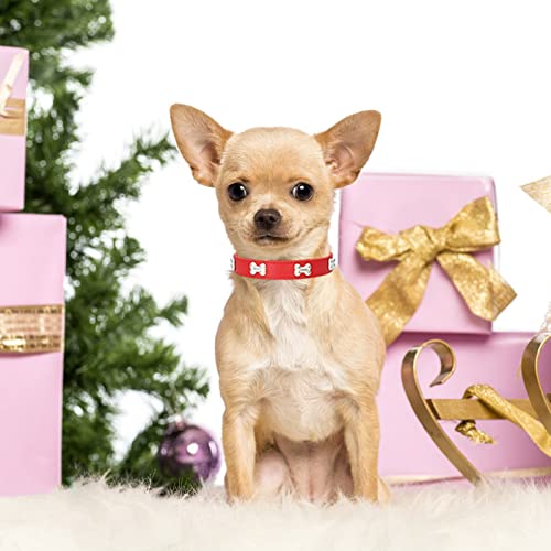HALFSUMO Leather Dog Collar Dog Lead Combo Set Dog Collars Adjustable Puppy Collar for Small Medium Dogs Cats Red XS - Image 3