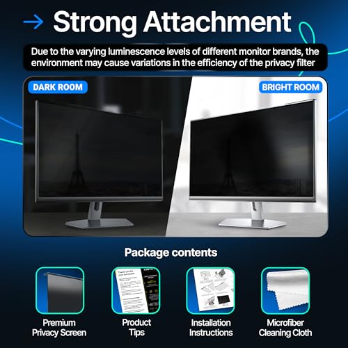 Image of Universal Acrylic 27 Inch Computer Privacy Screen Filter for Widescreen Computer Monitors - 24 inch x 14 inch (612 x 357 mm) - Monitor Frame Hanging Type