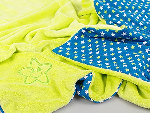 Kaarsgaren Manta para cochecito de bebé, manta ligera para bebé, manta ventilada, doble capa (estrellas en color azul petróleo, 70 x 100 cm) Cover
