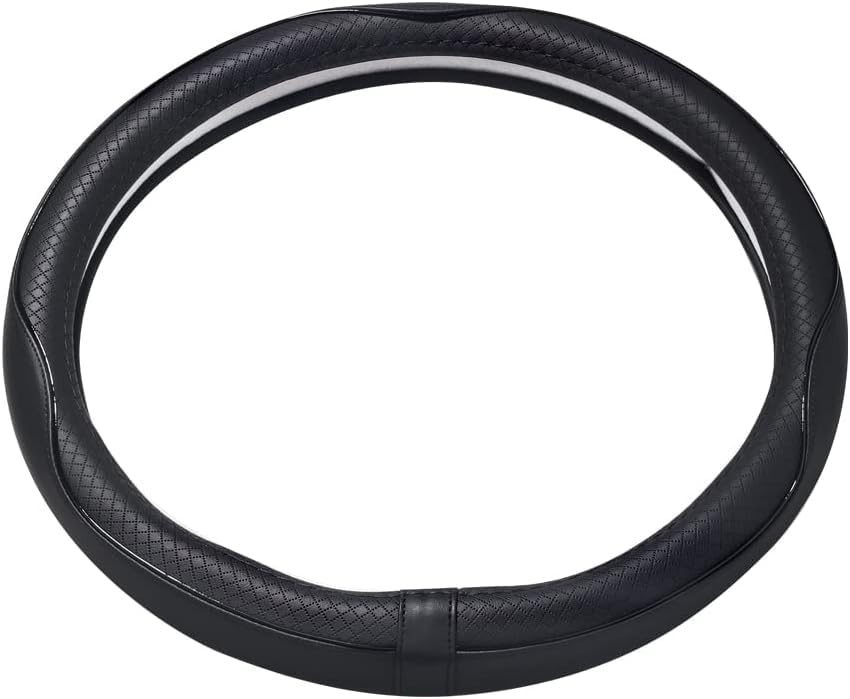 Coprivolante Auto Universale Nero E Rosso - Pelle Artificiale, Per Diametro 37-39 Cm - Foto 2