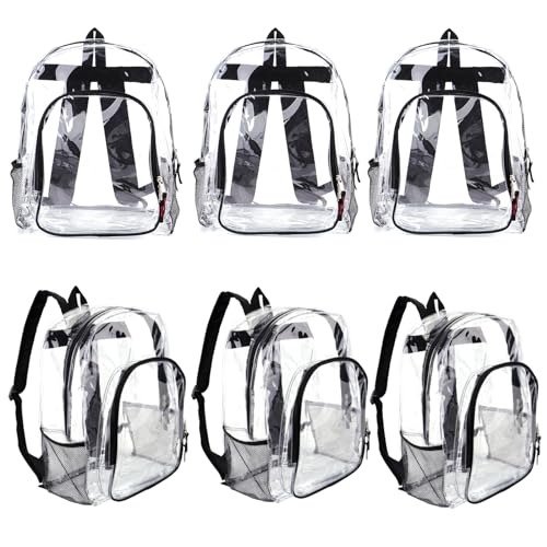 Image of JOMPARO 24 Pack Bulk Clear Backpacks PVC Clear Bookbags See Through Backpack for Kids for School