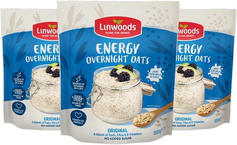 Original Energy Overnight Oats | 3x 300g Porridge Oats | Source Of Protein | Healthy Breakfast Food | Vegan Friendly & Gluten Free