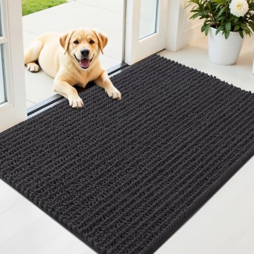 Image of OLANLY Dog Door Mat for Muddy Paws 44x32, Ultra-Absorbent Chenille Mud Mat