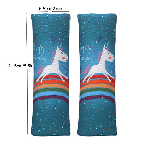 Image of Suxgumoe Car Seat Belt Pillow for Kids, 2Pcs Unicorn Car Seat Belt Cover Pad Head and Neck Support (Unicorn Green)1