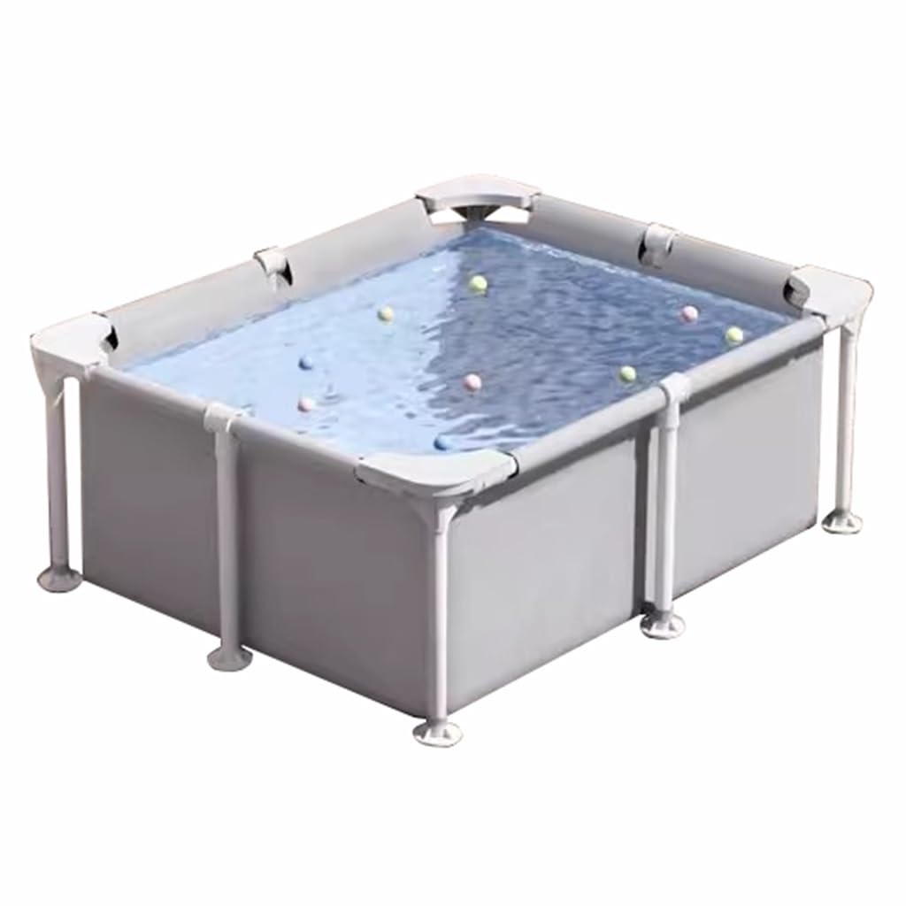 Easnuroz 150-300cm Frame Pool Metal Rectangular Above Ground Pool Garden Activity Lap Pool For Adults - 3-Layer PVC Laminated Material, Includes Repair Patch(150 * 105 * 45cm)