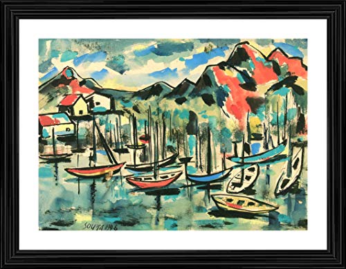 Image of Decoratus� *Harbour Goa* (1946)- Famous Painting by Francis Newton Souza, Wall D�cor Frame. Matt Satin Print with MDF & 2 inchPS Black Frame. Size 16 inchx21 inch