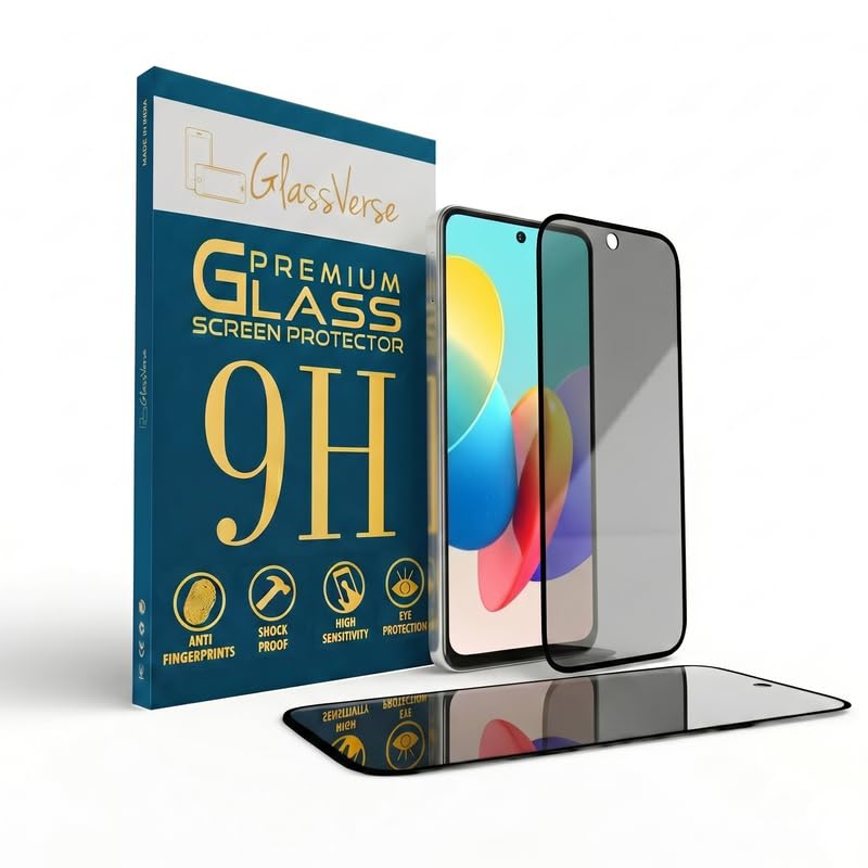 Image of GlassVerse Privacy Tempered Glass for Tecno Spark 20C | Anti Spy Screen Protector, 9H Hardness, Edge to Edge, Case Friendly, Hassle-less Installation Kit Included. (Pack of 2)