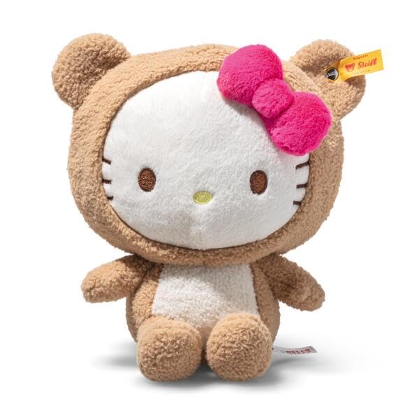Steiff Hello Kitty - Disfraz de Oso de Peluche (20 cm, Capucha Desmontable, Regalo para niños y coleccionistas, Lavable a máquina)