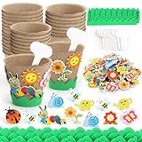 Ayfjovs Garden Paper Pot Craft Kit 55 Pack Flower Plant Summer Craft for Kids with 200 PCS Adhesive
