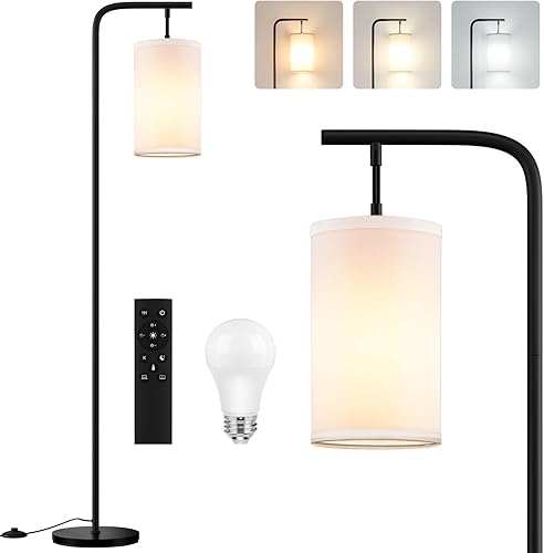 Miniatura 9 de Lámpara de pie para sala de estar, bombilla LED de 9 W, temperatura y brillo de color personalizado remoto, lámparas de pie altas para dormitorio,