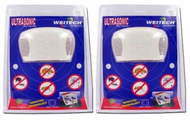 2 x WEITECH WK0300 REPELENTE AHUYENTADOR ANTI RATAS RATÓN PULGAS GARRAPATAS ULTRA SONS ULTRASONIDOS