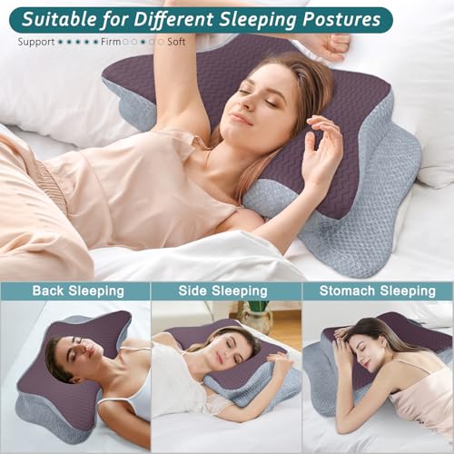 Cervical Pillow for Neck Pain Relief, Memory Foam Pillows, Ergonomic Contour Bed Pillow, Soft for Side Sleep Stomach Sleeping and Back Sleepers