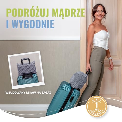 BOACAY Pakowalny Koc Podróżny do Samolotu, Samochodu - Kompaktowy Koc Biurowy - Przenośna Poduszka dla Dorosłych, Dzieci z Pokrowcem, Rękaw na Bagaż, Klipem na Plecak