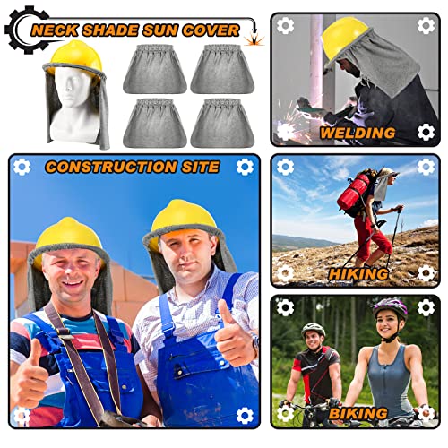 4 Pieces Fr Hard Hat Liner Cooling Flame Resistant Hard Hat Pad Neck Hard Hat Sun Shade Hard Hat Visor Full Brim Safety Sun Cover For Men Women Construction Welding, Light Gray, Hard Hat Not Included #TOP5