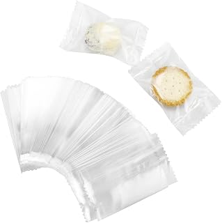 LdawyDE Torby celofanowe, przezroczyste torby celofanowe, celofanowe torby na słodycze, przezroczyste plastikowe torby do pakowania żywności, plastikowe torby uszczelniające ciepło, na ciastka, cukierki, desery, przekąski (7,5 x 4,5 cm, 300 sztuk)