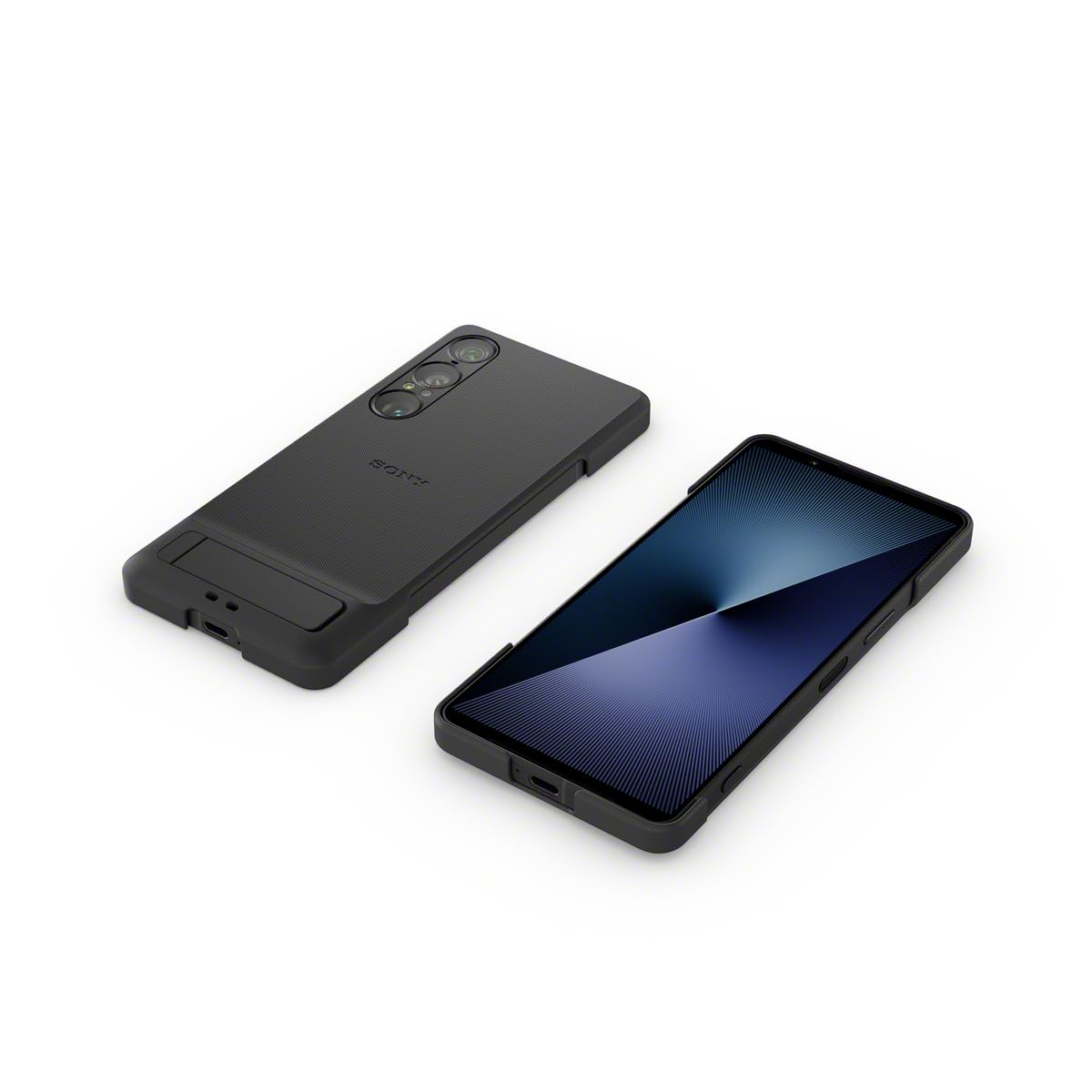 Sony Stylowa osłona z podpórką do smartfonu Xperia 1 VII | Pasek zapobiegający | Uniwersalna podpórka i nowy pasek z pierścieniem z myślą o wygodzie i lepszej ochronie, Czarny
