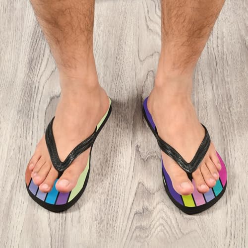Stripes Rainbow Flip Flop Beach Summer Casual Sandal for Women & Men Shower Shoes 208619404