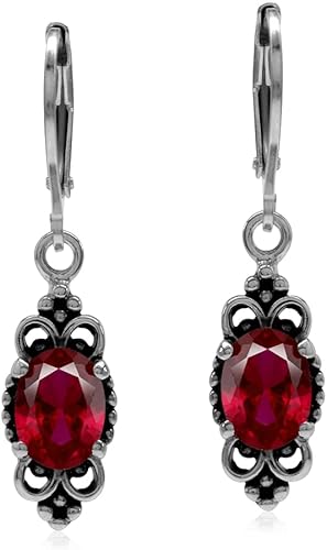 Miniatura 7 de Silvershake Pendientes colgantes de plata de ley 925 con forma ovalada de 0315 x 0236in