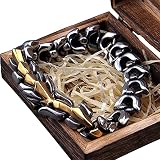 Fandao Nordisch Herren Wikinger Armband, Edelstahl Skeleton Drachen Schweres Armband, Ouroboros, Biker, Radfahrer, Antistatisches Armband,Steel Gold,23CM