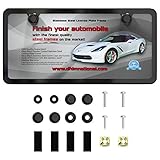 DFDM National - Gloss Black Stainless Steel License Plate Frame - Rust Free - SAE304 SS Includes Stainless Steel Screws, Fasteners and Caps, Anti-Theft Security Model - 2 Hole Bracket