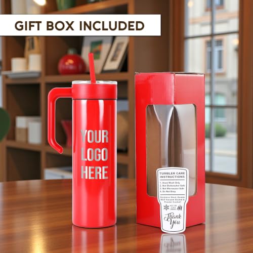 Image of Custom Logo 20 oz Skinny Tumbler, Personalized Business Gift
