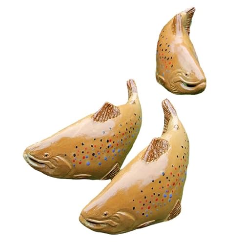 Supreal 3 Pcs Fish In The Garden,Garden Koi Resin Crafts,Sculpture For Outdoor Garden Lawn Pond Ornament (Red) #TOP5