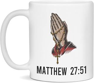 Matthew 27:51 Mug | Bible verse Mug | Christian Coffee Mug | Scripture Mug, 11-Ounce White