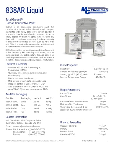 MG Chemicals 838AR-55ML Total Ground Carbon Conductive Coating, 55 mL Bottle