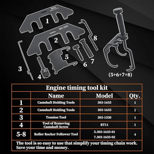 Image of 303-1655 303-1633 Engine Camshaft Alignment Tool | Compatible with Ford 3.5L EcoBoost V6 Upgraded F-150 Lincoln Navigator, with Camshaft Roller Rocker Follower Tool, RT11