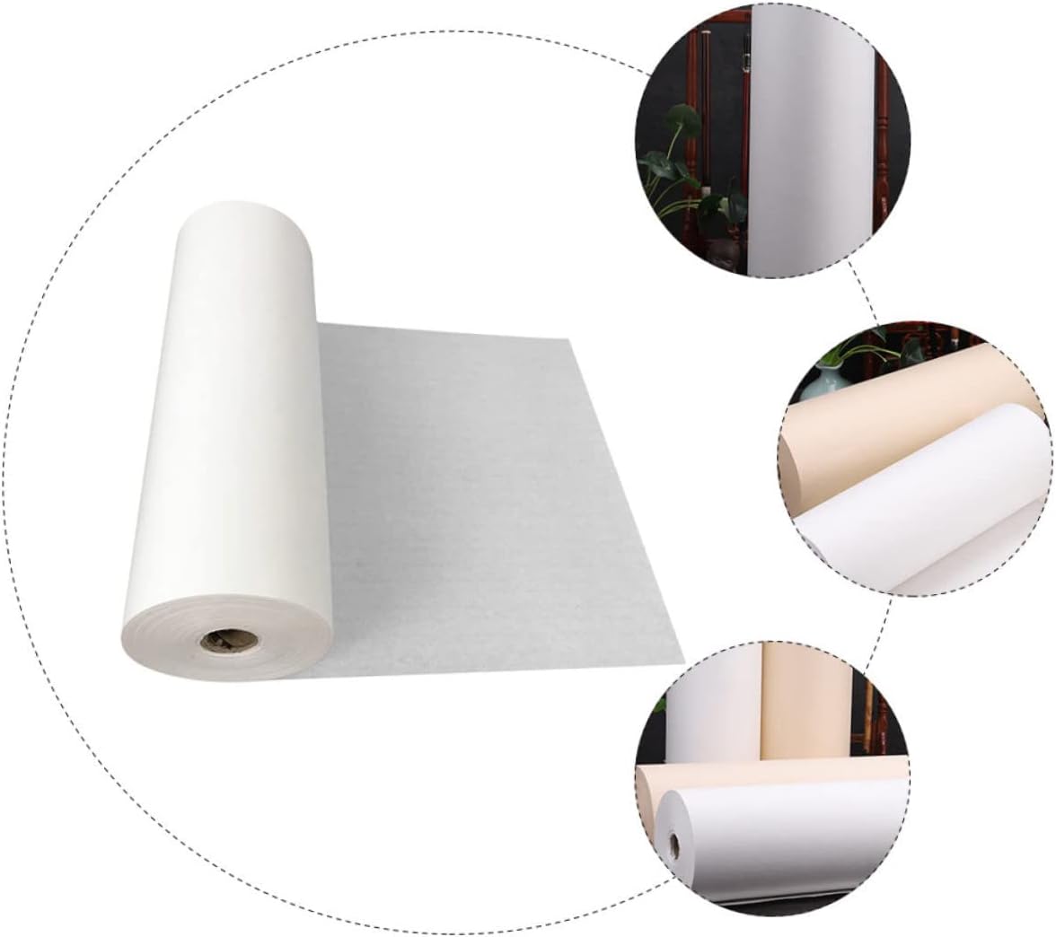 HOMSFOU 1Roll Thick Traditional Paper Calligraphy Drawing Paper Excellent Ink Absorption Durable Elastic for Brush Writing Painting