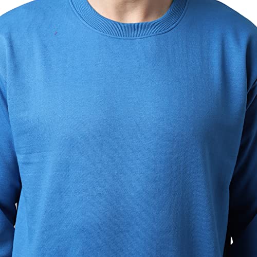 Image of BZR-Men's Fleece Round Neck Regular Sweatshirt (Sw Rrn Black 01-L Black L)(1903)
