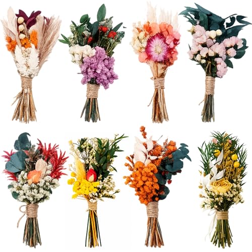 8 paquetes mini ramos de flores secas decorativos miniatura 1