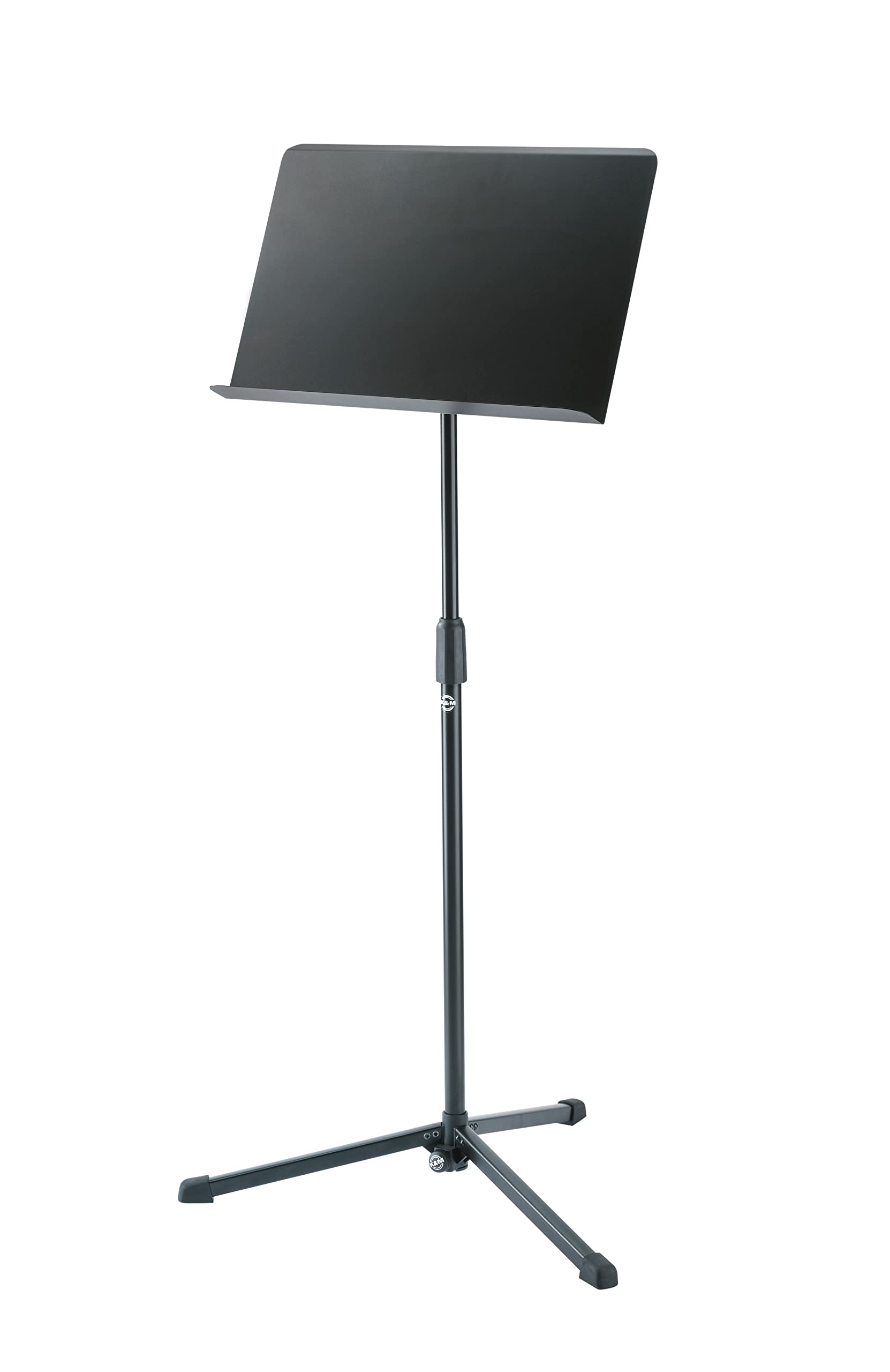 K&M 11922 Orchesternotenpult Schwarz - Notenständer bis 125 cm stufenlos ausziehbar - mit Dreifuß und Metallplatte