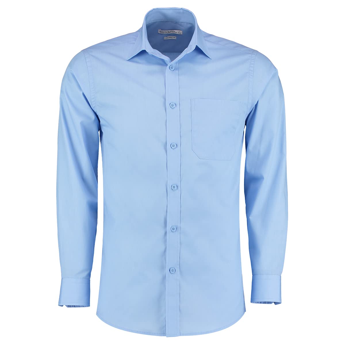 Kustom Kit Men's Men's Poplin Shirt (Long Sleeve) Business Shirt, Blue (Light Blue Kk-LBL-), 45 (Manufacturer Size: 18)