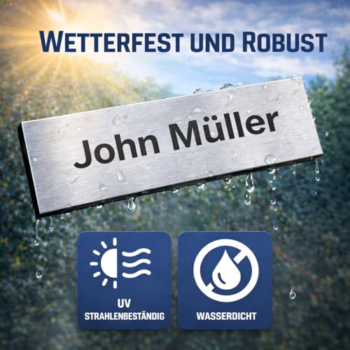 Meinearmbänder personalisierte Türschilder 2er Set – selbstklebend und wetterfest – Namensschilder für Klingel sowie Briefkasten mit Gravur… – Ansicht 5