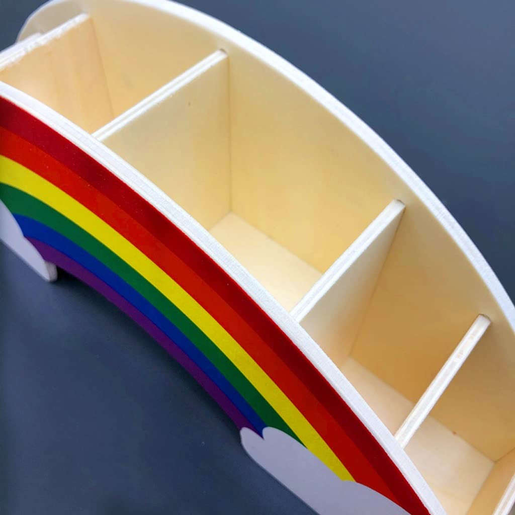 Przybory Szkolne Drewniany uchwyt do długopis Kreatywny Rainbow Desktop Stacjonarny Organizator Wielofunkcyjny Uzupełnianie Ołówek Uchwyt biura Przechowywania