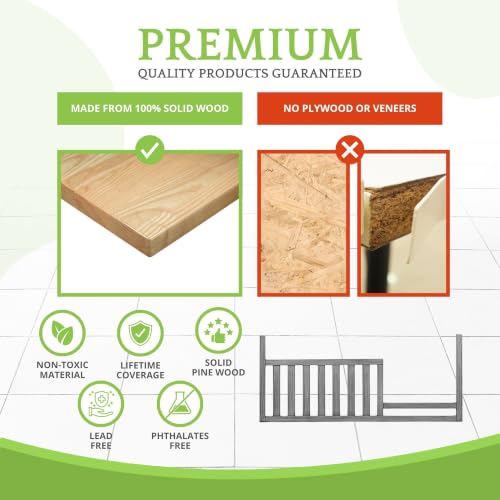 Image of Toddler Bed Safety Guard Rail for Oxford Baby, Soho, Ozlo & Avalon Baby Convertible Cribs - Solid Wood Rail for Toddler Bed Conversion - Safety Rails for Children (Cloud Gray, Option 1)