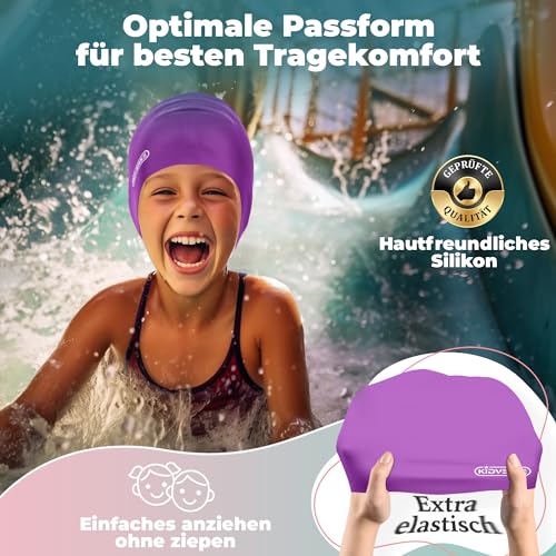KIDVERSE Badekappe Kinder wasserdicht - Schwimmhaube Kinder mit Anti-Rutsch-Noppen - Badekappen für Schwimmer mit UV Schutz - Schwimmhaube… – Ansicht 4