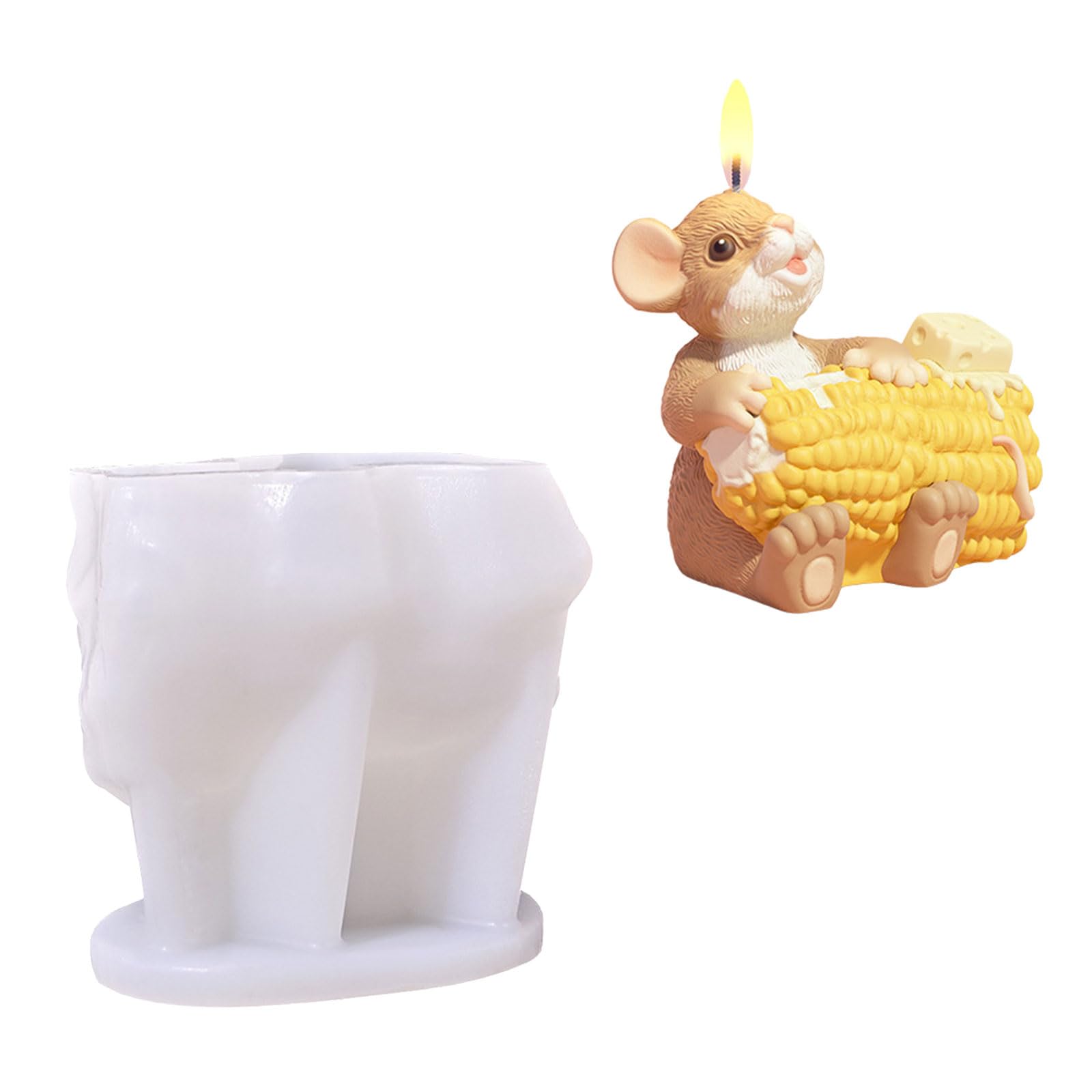 hogtnd Mouse Cheese Statue, Silicone Candle Moulds, Epoxy Resin for Making Candles, Soap, Fondant, Chocolate, Crafts with Mouse and Cheese Theme