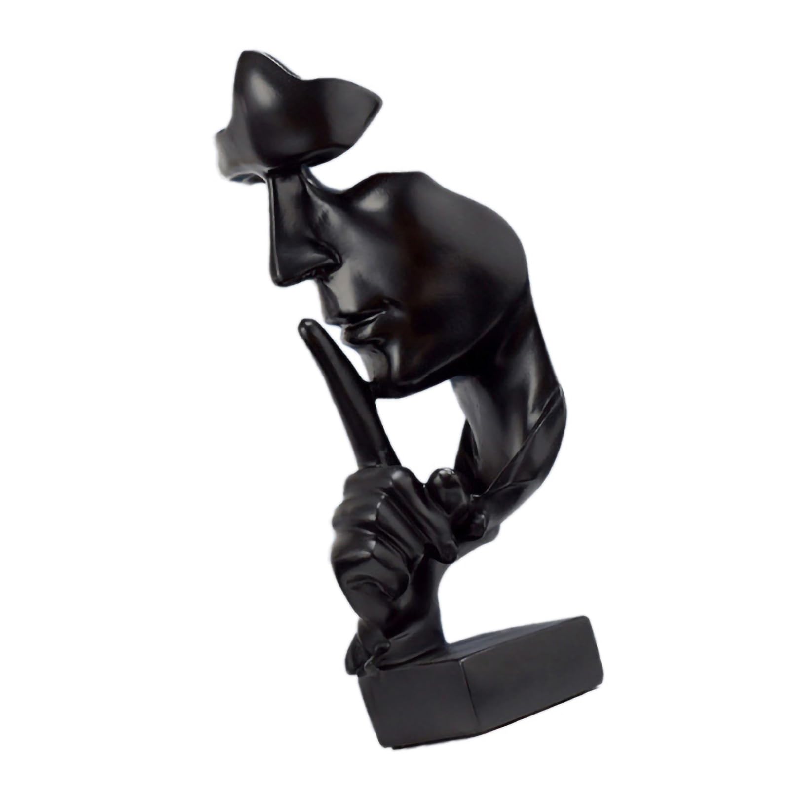 Statua Myśliciela Figurka sztuki abstrakcyjnej Cisza to złota rzeźba dekoracyjna do biblioteki domowego biura Żywica syntetyczna Kompaktowy rozmiar (Czarny)