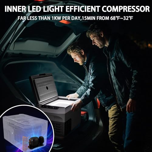 Image of 12 Volt Refrigerator, 23QT(22L) Mini Portable Car Fridge, Freezer Compressor Electric Cooler -4℉~68℉, 12 /24V DC 100-240V AC for Truck Van RV SUV Travel Camping Road Boat Trips