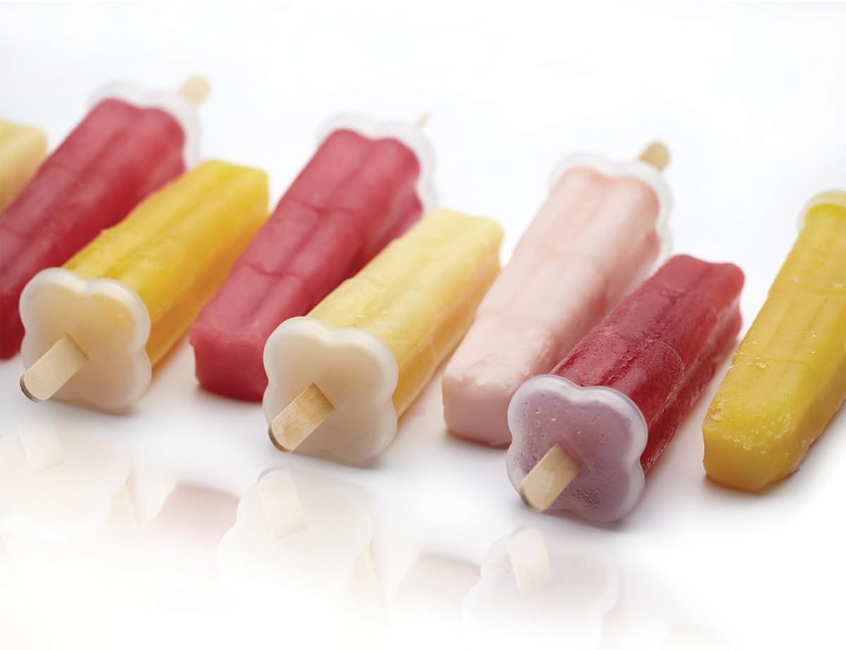 KitchenCraft BPA-Free Plastic Ice Lolly Maker with 8 Moulds and 16 Wooden Sticks