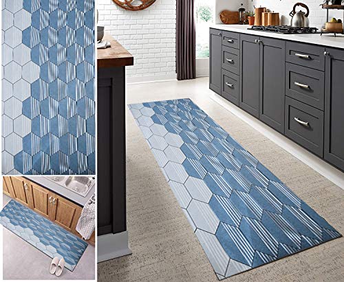 AEREY Tapis de Passage Couloir Cuisine Moderne Long Antiderapant Tissu en PVC for Salon Chambre Entree Tapis à Motif de Géométriques Personnalisable 50x80cm R-1 Cover