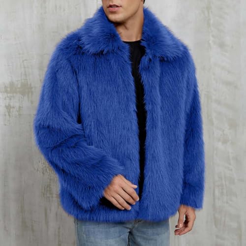 Cambkatl Men's Luxury Faux Fur Coat, Warm Winter Furry Long Sleeve Jacket Open Front Cardigans Lapel Outerwear4