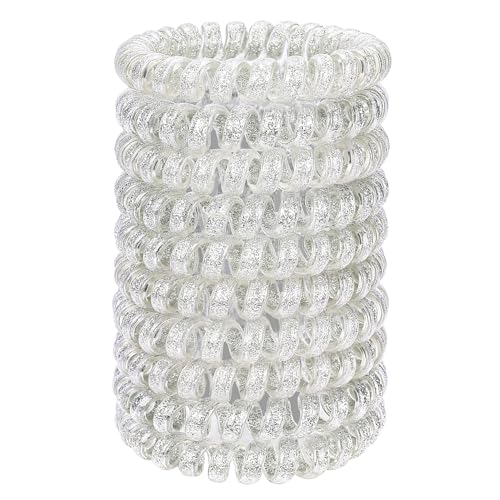 JessLab Espiral Corbatas en Pelo, 10 Pcs sin Rastro Cintas de Cordón Telefónico bobinas de Plástico Porta Cola de Caballo Accesorio para Cabello sin Daños para Mujeres Niñas, Colores Surtidos (#15)