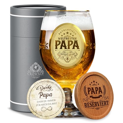 CROWNLY CRYSTAL® Regalo Padre Regalos Originales Para Hombres Regalos Hombre Navidad Regalos Personalizados Copas De Cerveza Regalo Papa Regalos Originales Para Un Padre Regalo Hombre Cumpleaños