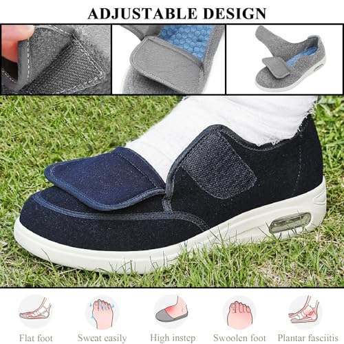 Diabetic Shoes for Women Wide Width Adjustable Lightweight Non Slip Air Cushion Men Walking Shoes Slippers for Elderly Edema Swollen Feet3